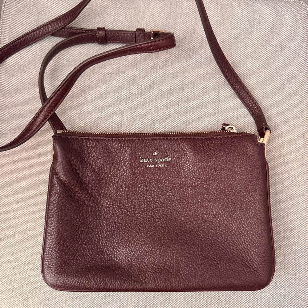 Kate Spade Burgundy Pebbled Leather Satchel